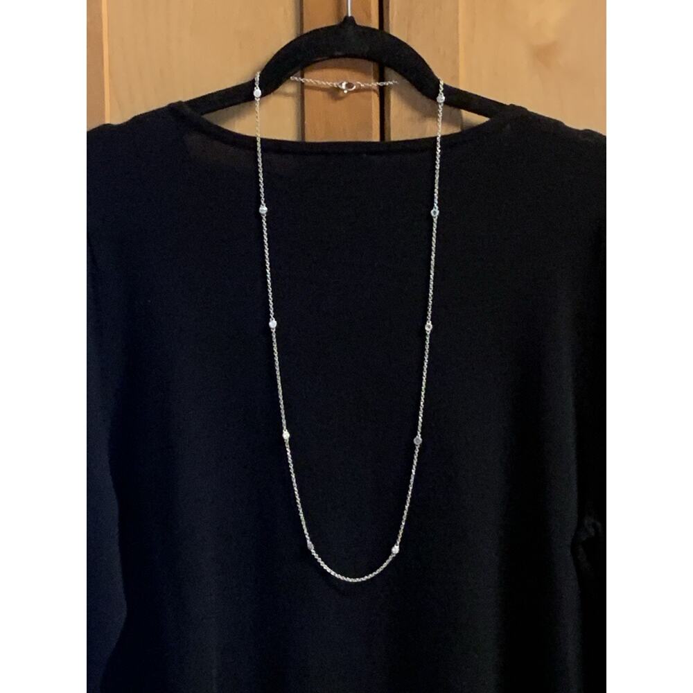 Judith Ripka Station Necklace Sterling Silver and CZ's 36 Inches